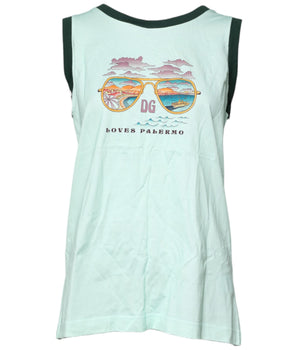 Camiseta sin mangas con estampado gráfico verde claro de Dolce &amp; Gabbana