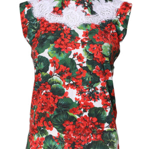 Top sin mangas de encaje floral multicolor de Dolce &amp; Gabbana
