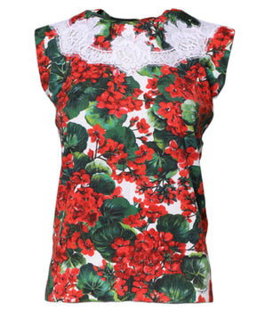 Top sin mangas de encaje floral multicolor de Dolce &amp; Gabbana