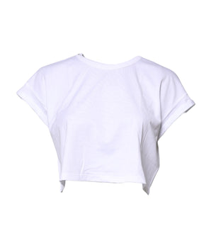 Camiseta corta de cuello redondo de algodón blanco de Dolce &amp; Gabbana