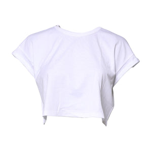 Camiseta corta de cuello redondo de algodón blanco de Dolce &amp; Gabbana