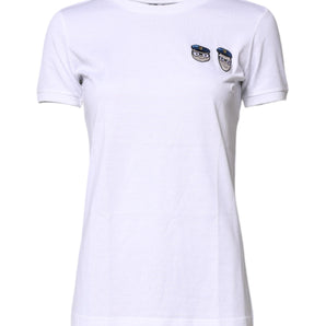 Camiseta blanca de algodón con cuello redondo #DGFamily de Dolce &amp; Gabbana