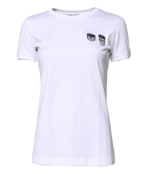 Camiseta blanca de algodón con cuello redondo #DGFamily de Dolce &amp; Gabbana