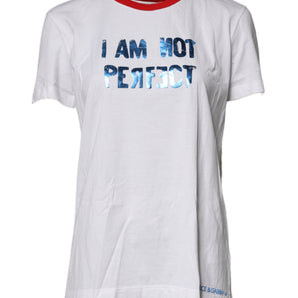 Dolce &amp; Gabbana Camiseta blanca con cuello redondo y estampado gráfico de algodón