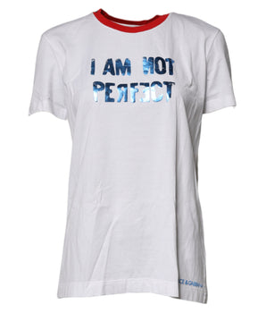 Dolce &amp; Gabbana Camiseta blanca con cuello redondo y estampado gráfico de algodón