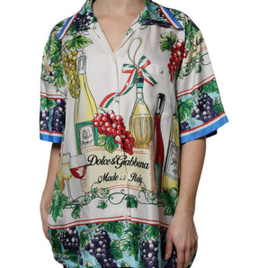 Camisa de seda con manga corta multicolor de Dolce &amp; Gabbana