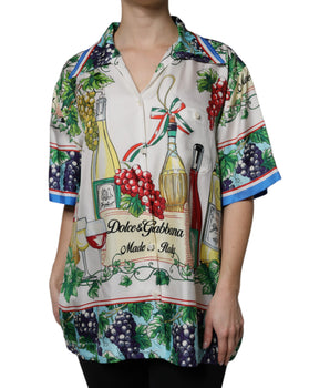 Camisa de seda con manga corta multicolor de Dolce &amp; Gabbana