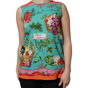 Dolce &amp; Gabbana Camiseta sin mangas de seda floral multicolor
