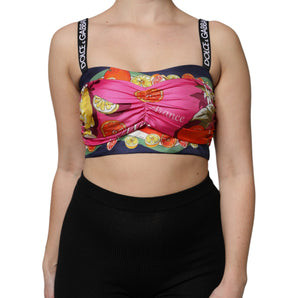 Top corto sin mangas con estampado floral multicolor de Dolce &amp; Gabbana