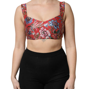 Top tipo corsé con brocado floral rojo de Dolce &amp; Gabbana