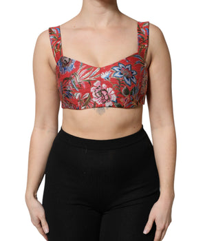 Top tipo corsé con brocado floral rojo de Dolce &amp; Gabbana