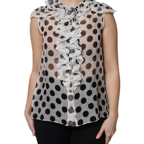 Top sin mangas de algodón con lunares blancos y negros de Dolce &amp; Gabbana