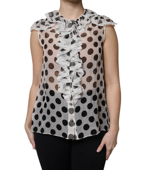 Top sin mangas de algodón con lunares blancos y negros de Dolce &amp; Gabbana