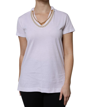 Dolce &amp; Gabbana White Necklace Cotton Short Sleeve T-shirt