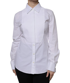 Vestido camisero con cuello de algodón blanco Dolce &amp; Gabbana