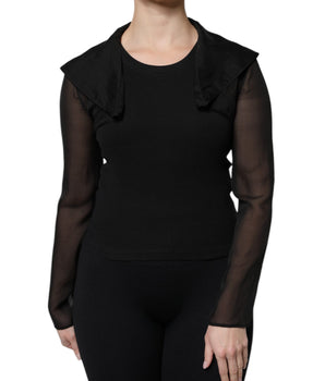 Blusa Dolce &amp; Gabbana de seda negra transparente con mangas largas