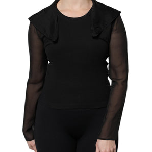 Blusa Dolce &amp; Gabbana de seda negra transparente con mangas largas