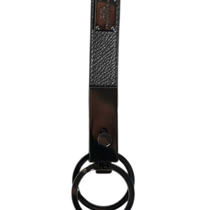 Dolce & Gabbana Brown Leather DG Plaque Double Keyring Holder Keychain