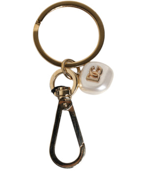 Llavero elegante de Dolce &amp; Gabbana con letra de perla sintética y latón dorado