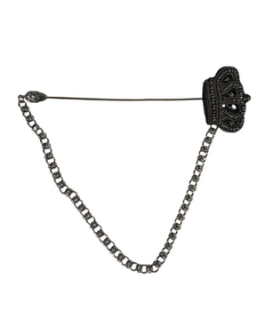 Broche de solapa con cadena de corona de latón en tono plateado de Dolce &amp; Gabbana para mujer