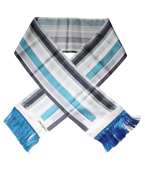 Dolce &amp; Gabbana Multicolor Stripes Silk Fringes Neck Foulard Scarf