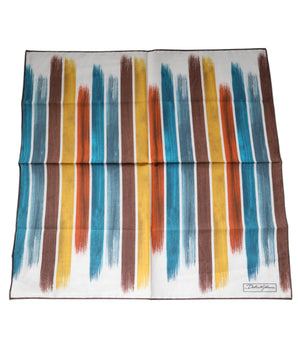 Dolce &amp; Gabbana Multicolor Stripes Cotton Square Foulard Scarf