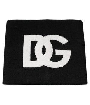 Dolce & Gabbana Black Cashmere DG Logo Square Handkerchief Scarf