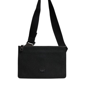 Dolce &amp; Gabbana Black Leather Logo Plaque Purse Fanny Pack Bag