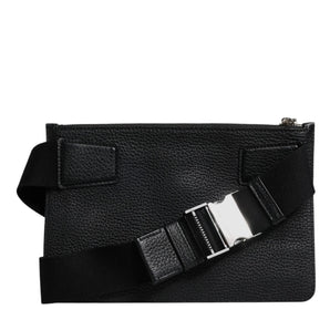 Dolce &amp; Gabbana Black Leather Logo Plaque Purse Fanny Pack Bag