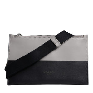 Dolce &amp; Gabbana Black White Leather Logo Embossed Crossbody Bag