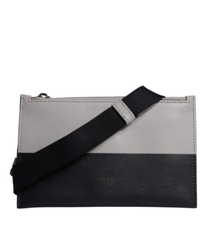 Dolce &amp; Gabbana Black White Leather Logo Embossed Crossbody Bag