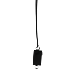 Dolce &amp; Gabbana Black Calf Leather Lanyard Logo Card Holder Wallet