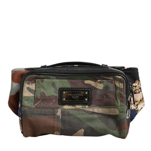 Dolce &amp; Gabbana Multicolor Camouflage Patchwork Logo Waist Fanny Pack Bag