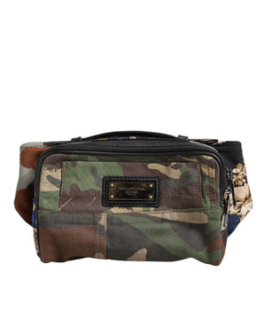 Dolce &amp; Gabbana Multicolor Camouflage Patchwork Logo Waist Fanny Pack Bag