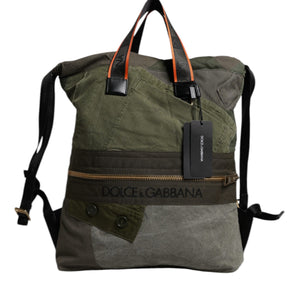 Dolce &amp; Gabbana Military Green Patchwork Rucksack Backpack Bag