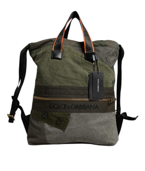 Dolce &amp; Gabbana Military Green Patchwork Rucksack Backpack Bag
