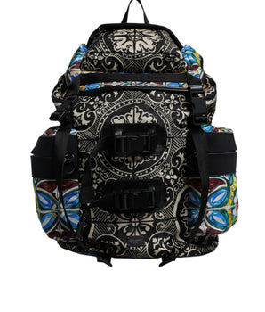Dolce &amp; Gabbana Multicolor Maiolica Print Nylon Backpack Bag