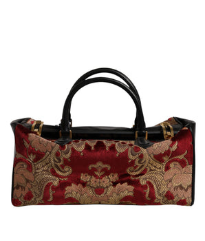 Dolce &amp; Gabbana Multicolor Leather Brocade Velvet Travel Duffle Tote Bag