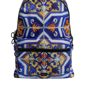 Dolce &amp; Gabbana Multicolor Majolica Print Nylon Travel Backpack Bag