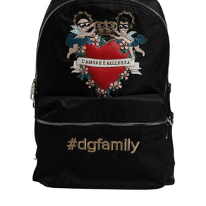 Dolce &amp; Gabbana Black Nylon #DGFAMILY Embellished Backpack VULCANO Bag
