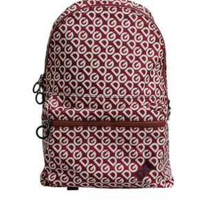 Dolce &amp; Gabbana Red White DG Logo Print Nylon Travel Backpack Bag