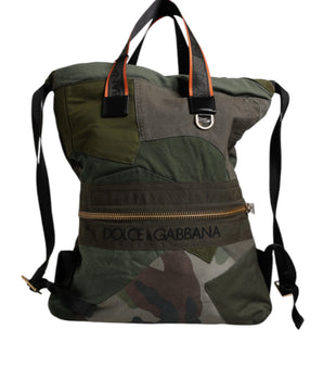 Dolce &amp; Gabbana Military Green Patchwork Rucksack Backpack Bag