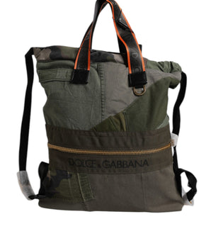 Dolce &amp; Gabbana Military Green Patchwork Rucksack Backpack Bag