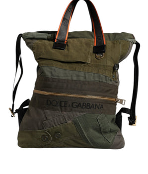 Dolce &amp; Gabbana Military Green Patchwork Rucksack Backpack Bag