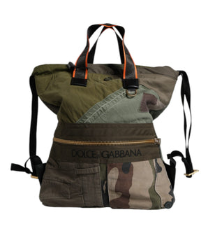 Dolce &amp; Gabbana Military Green Patchwork Rucksack Backpack Bag