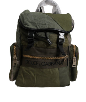 Dolce &amp; Gabbana Military Green Patchwork Travel Backpack Bag
