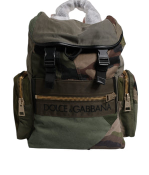 Dolce &amp; Gabbana Military Green Patchwork Travel Backpack Bag