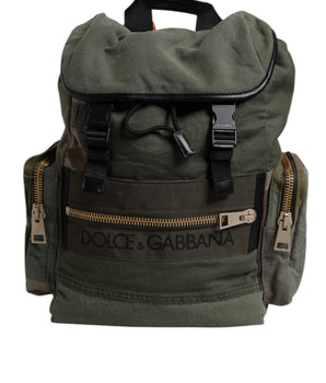 Dolce &amp; Gabbana Military Green Patchwork Travel Backpack Bag