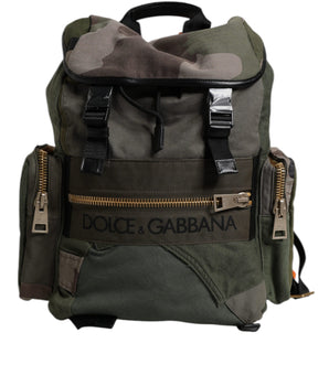 Dolce &amp; Gabbana Military Green Patchwork Travel Backpack Bag