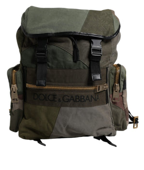 Dolce &amp; Gabbana Military Green Patchwork Travel Backpack Bag